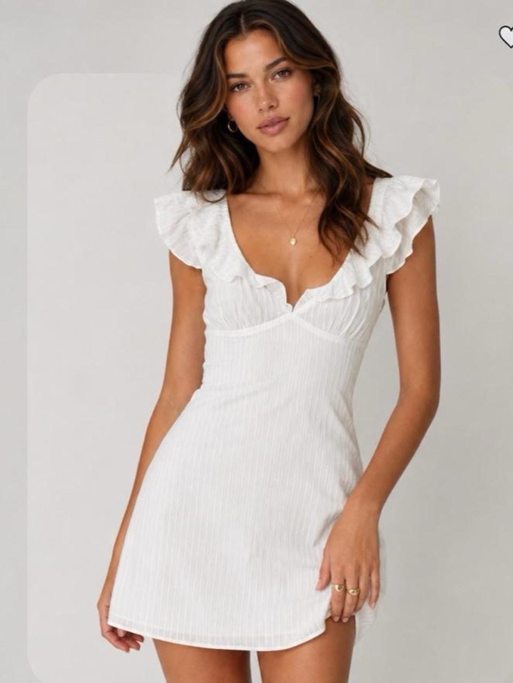 Princess Polly Ivory Ruffled V-Neck Mini Dress
